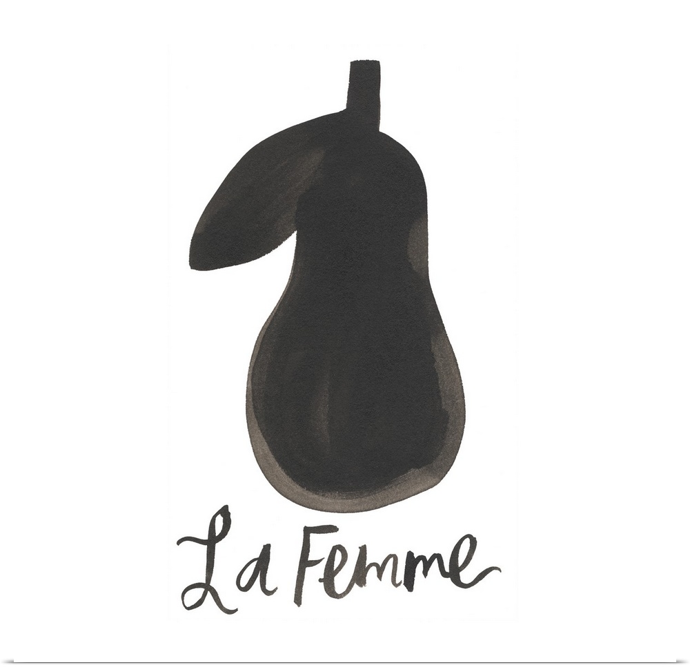 Simple painting of a pear with "la femme" (the lady).