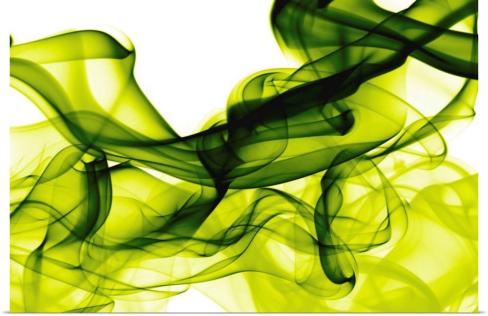 Abstract artwork of smoke trails curving around and intersecting with other smoke trails.