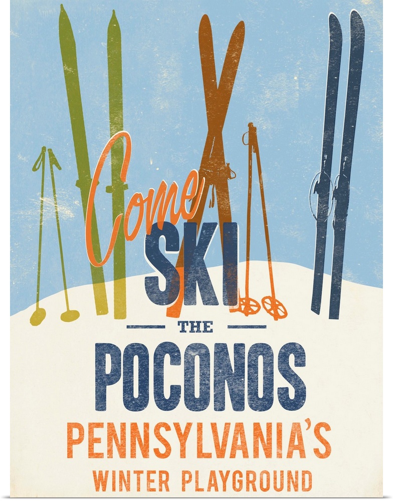 Retro mid-century stylized travel poster artwork.