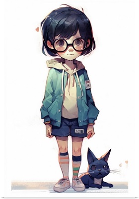 Anime - Girl And Cat