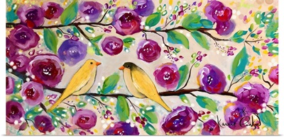 Finches And Flowers