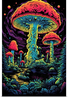 Giant Mushroom Neon Night