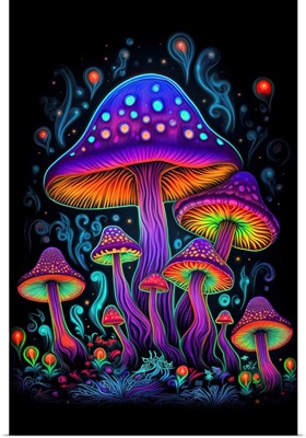 Neon Mushrooms Glowing Purple