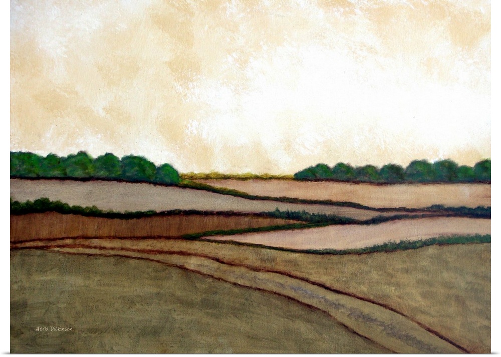 Expressionist/minimalist landscape depicting Devonshire England.