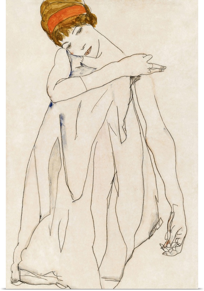 Dancer (1913) by Egon Schiele. Original female line art drawing from The MET museum. Digitally enhanced by rawpixel.