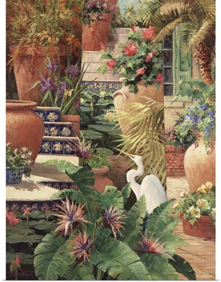 Floral Fractal with Egret