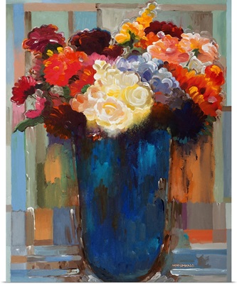 Flowers in a Blue Vase