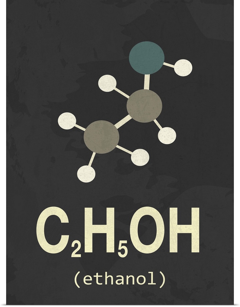 Graphic illustration of the chemical formula for Ethanol.