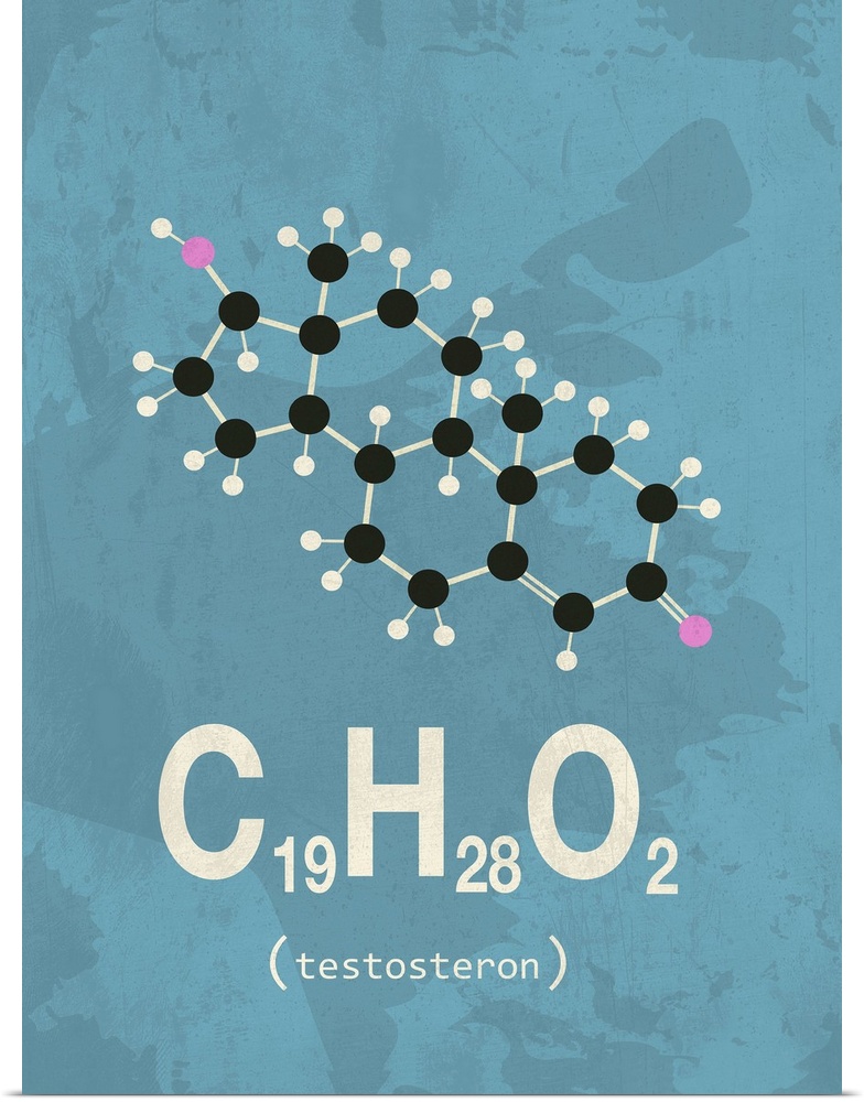 Graphic illustration of the chemical formula for Testosterone.