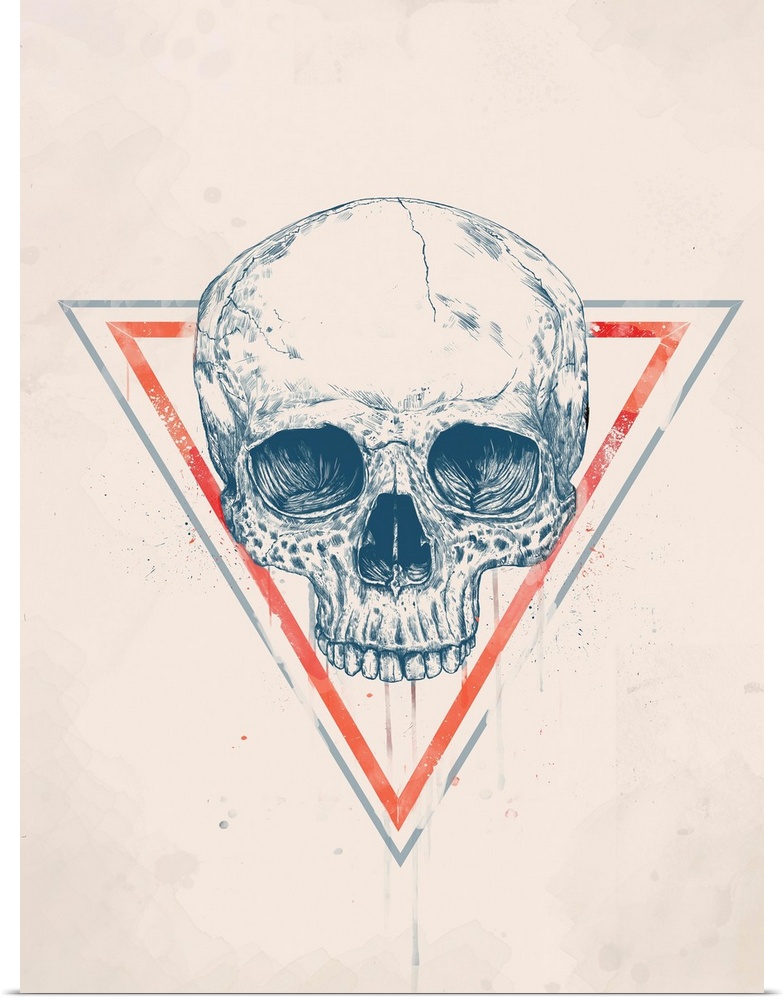 Digital illustration of a skull within a triangle.
