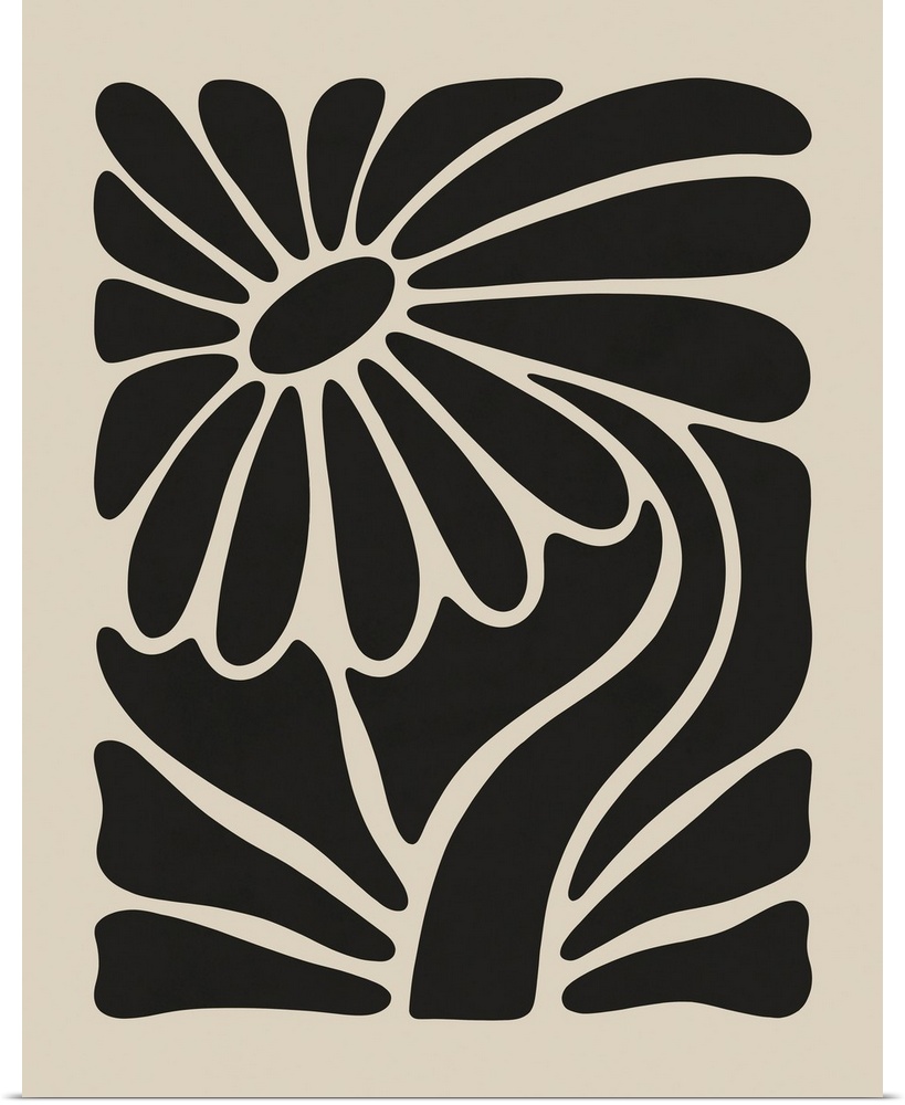 A bold, monochromatic illustration of a flower fitted into a rectangular shape. This would be perfect for a minimalist, mo...