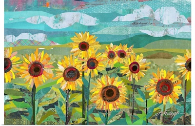 Sunflowers At Dusk