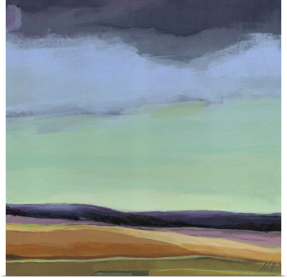 Contemporary painting of an abstract landscape.