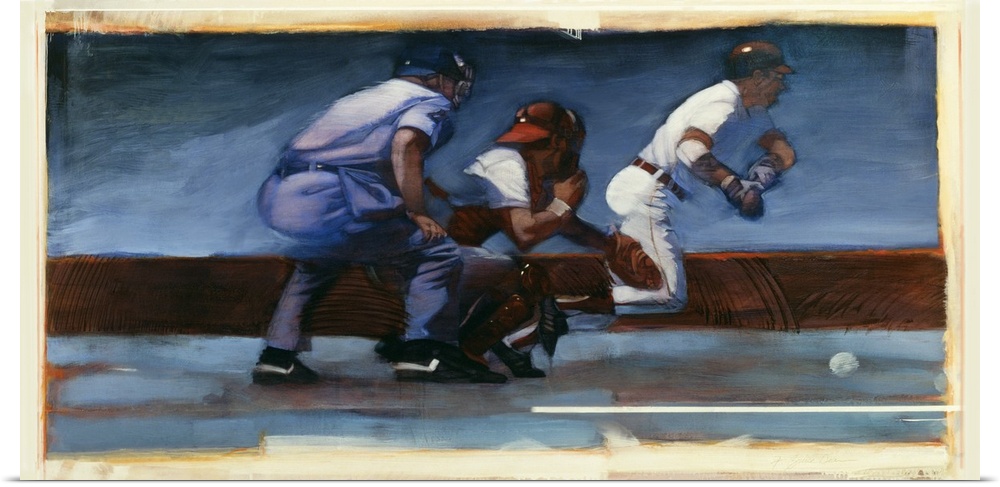Fine art sports painting of a baseball player at bat by Bruce Dean.