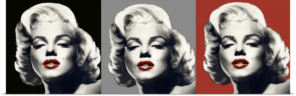 Marilyn Monroe trio in black, white, gray, and red.