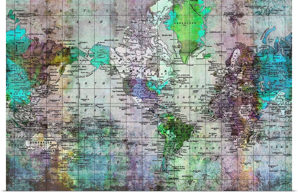 A vintage global map with contemporary flair.