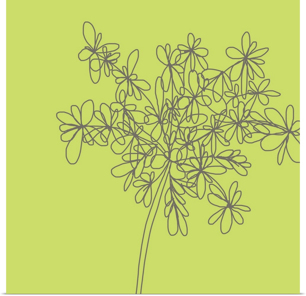 This truly is a citron green happy flower. Created digitally with simply lines and calm illustrations in soft gray. Perfec...
