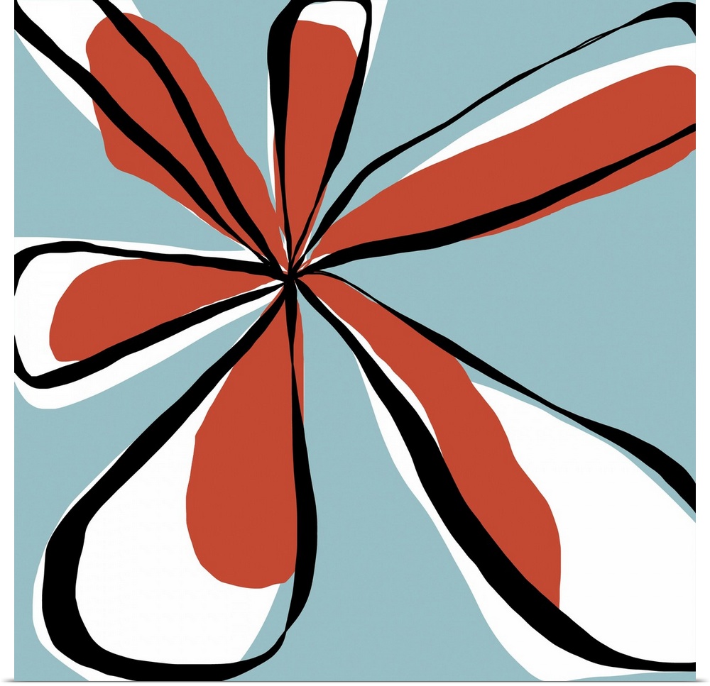 A graphically fun aqua and tangerine flower designed for residential and commercial spaces. The set comes in four and can ...