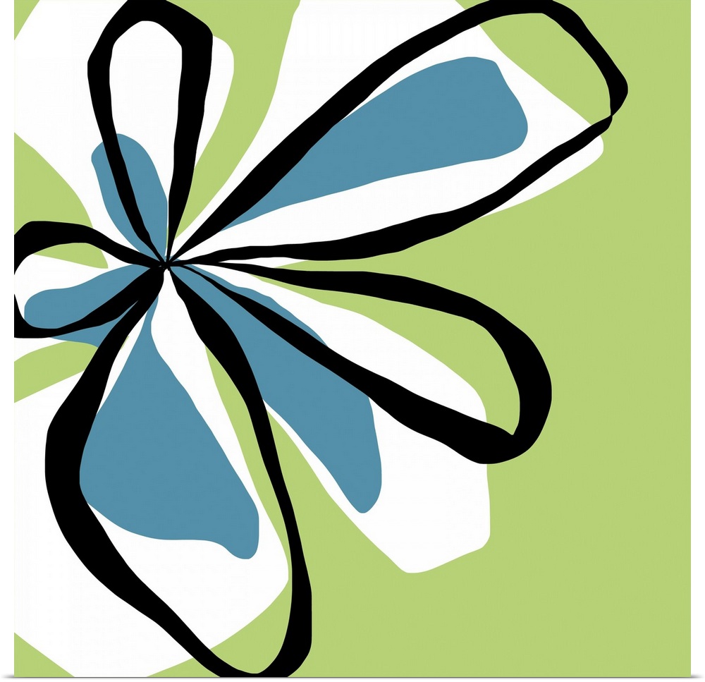 A graphically fun aqua, teal and green flower designed for residential and commercial spaces. The set comes in four and ca...