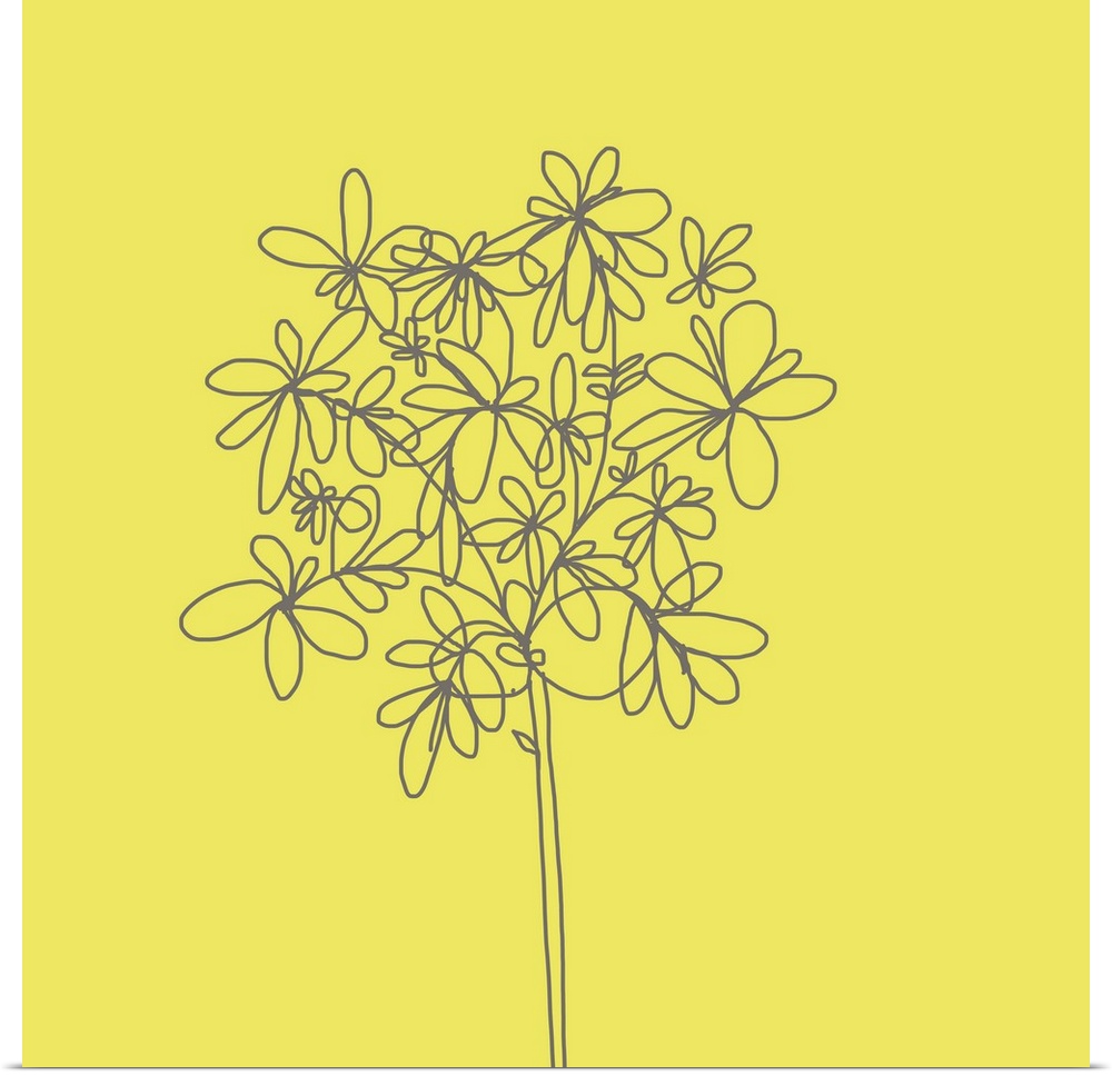 The name says it all - it truly is a yellow happy flower. Simply bright yellow background with a soft gray illustration. P...