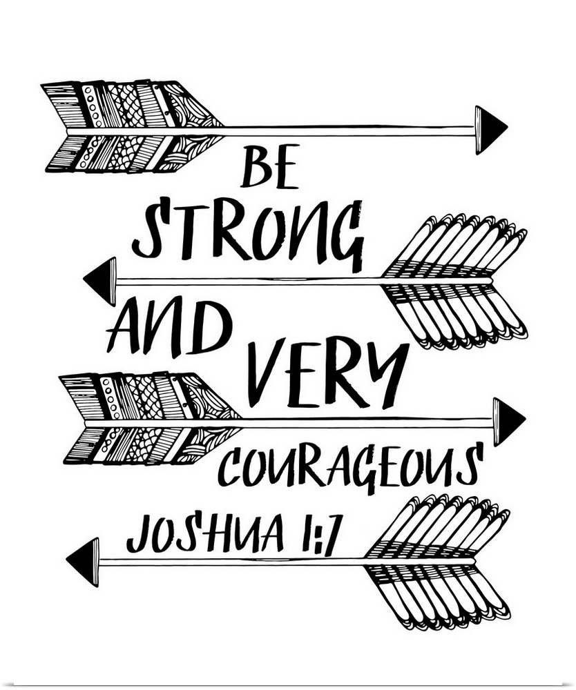 Bible passage that reads "Be strong and very courageous," Joshua 1:7.