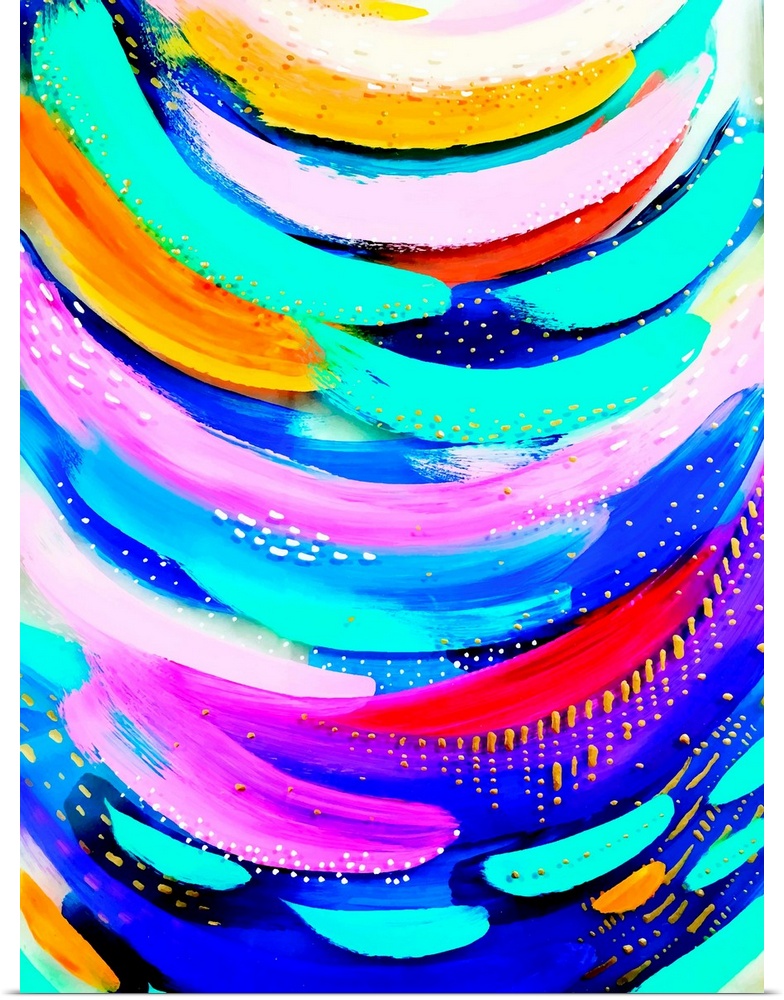 Bright Brush Strokes Teal And Gold