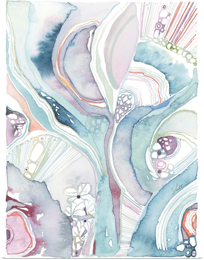 Abstract organic modern watercolor painting