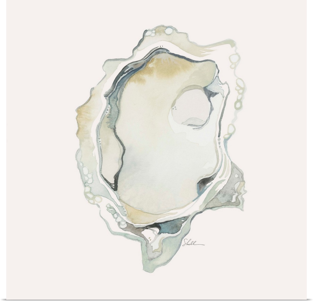 Handpainted Watercolor Oysters in a sophisticated palette