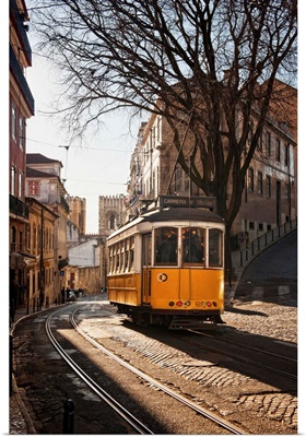 A tramway in Alfama district, Lisbon