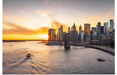A View Of New York City And Brooklyn Bridge From Manhattan Bridge, New York