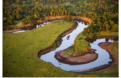 A view of the meandering course of the Mara River through the National Reserve, Kenya