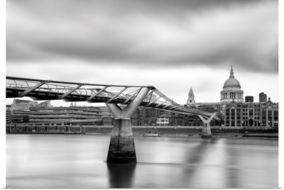A View Towards The Millennium Bridge And St Paul's Cathedral, London, England