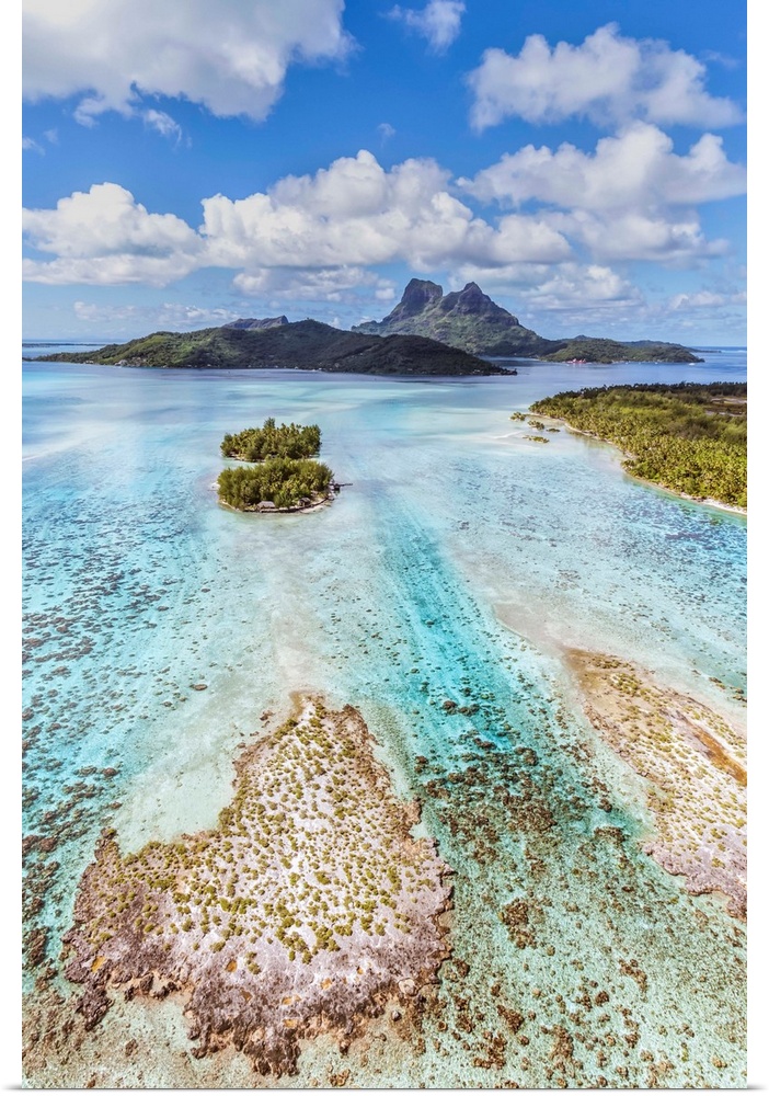 Aerial view of Bora Bora island, French Polynesia.