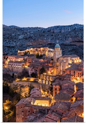 Albarracin Town At Dusk. Albarracin, Teruel, Aragon, Spain