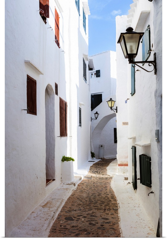 Alley in the old town of Binibequer Vell, Menorca, Balearic Islands, Spain.