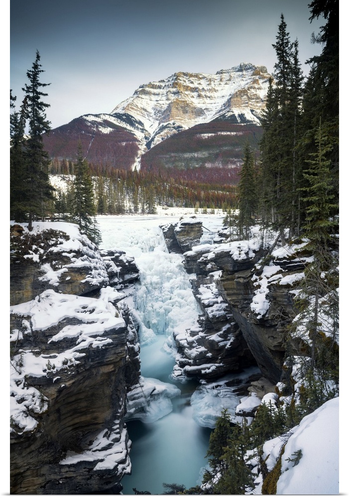 Athabasca Falls in Winter,  Alberta, Canada.