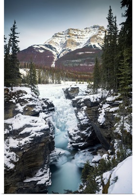 Athabasca Falls In Winter, Alberta, Canada