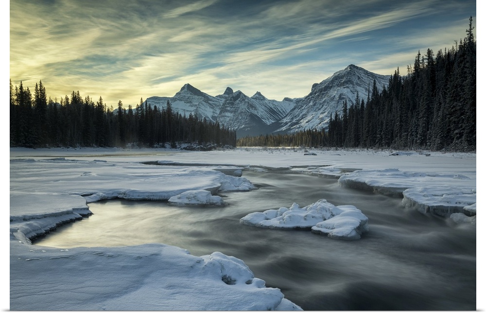 Athabasca River in Winter, Alberta, Canada.