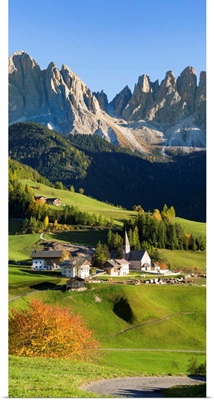 Autumn In The Italian Dolomites Alps, Funes Valley, Trentino Alto Adige, Italy