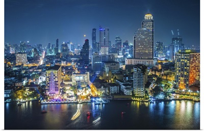 Bangkok Skyline and Chao Phraya river, Bangkok, Thailand