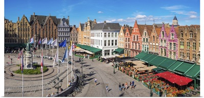 Belgium, West Flanders, Bruges. Medieval guild houses on Markt square