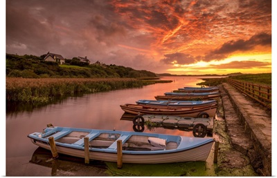 Boats At Sunset, Co, Donegal, Ireland