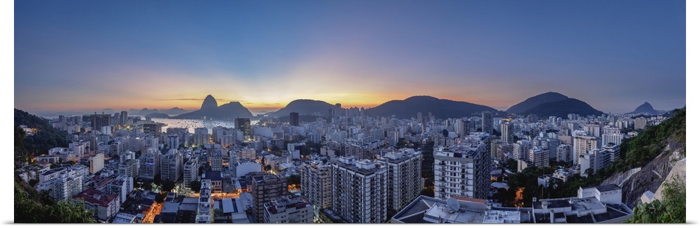 View over Botafogo towards the Sugarloaf Mountain at dawn, Rio de Jan Christophereiro, Brazil