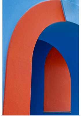 Bright Orange And Blue Architectural Design, Symi Island, Dodecanese Islands, Greece