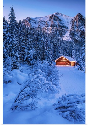 Cabin In Winter, Lake Louise, Banff National Park, Alberta, Canada