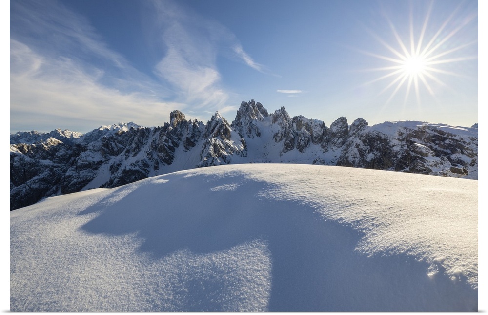 Cadini di Misurina during winter with fresh snow, Dolomiti di Sesto, Belluno, Veneto, Italy