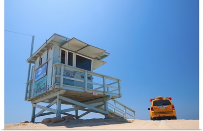 California, Los Angeles, Venice, Venice Beach, Lifeguard Station and vehicle
