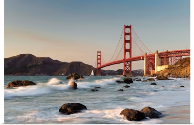 California, San Francisco, Baker's Beach and Golden Gate Bridge