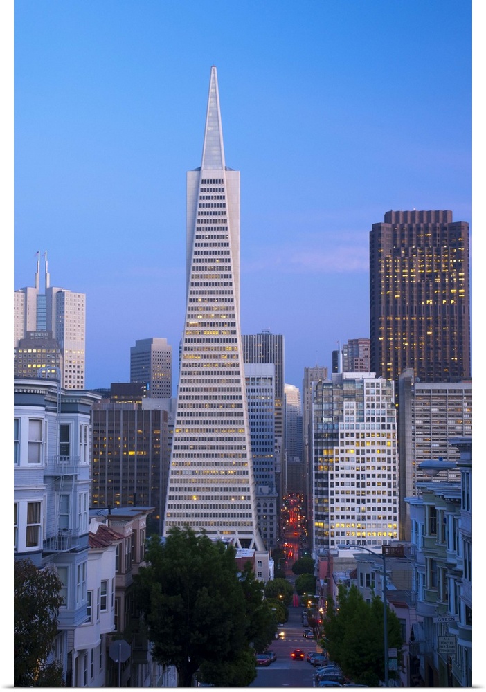 USA, California, San Francisco, Downtown and TransAmerica Building from Telegraph Hill Historic District