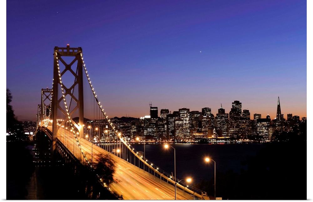 Usa, California, San Francisco, Oakland Bay Bridge and City Skyline